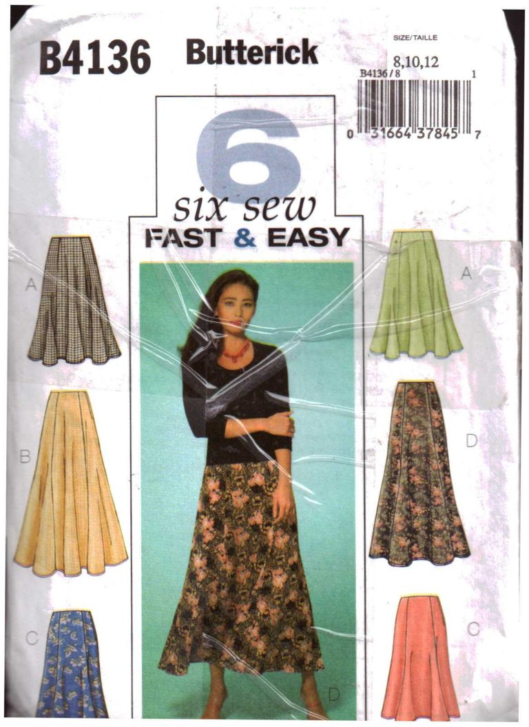Butterick B4136 Skirts Size: 8-10-12 or 14-16-18 Uncut Sewing Pattern