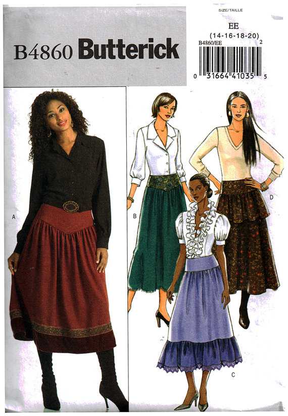 Butterick B4860 Skirts Size: EE 14-16-18-20 Uncut Sewing Pattern