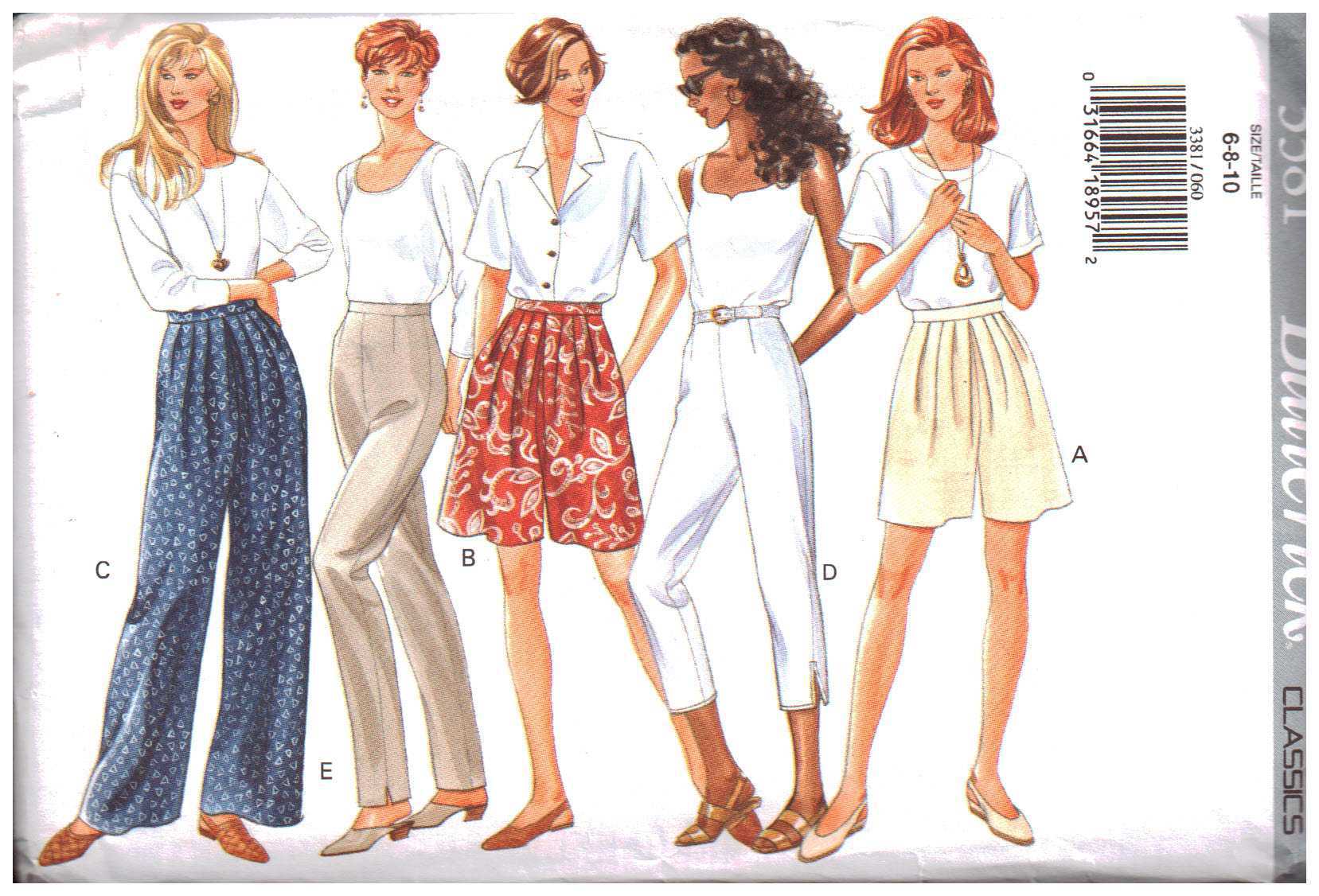 Butterick 3381 Shorts, Pants Size: 6-8-10 Uncut Sewing Pattern