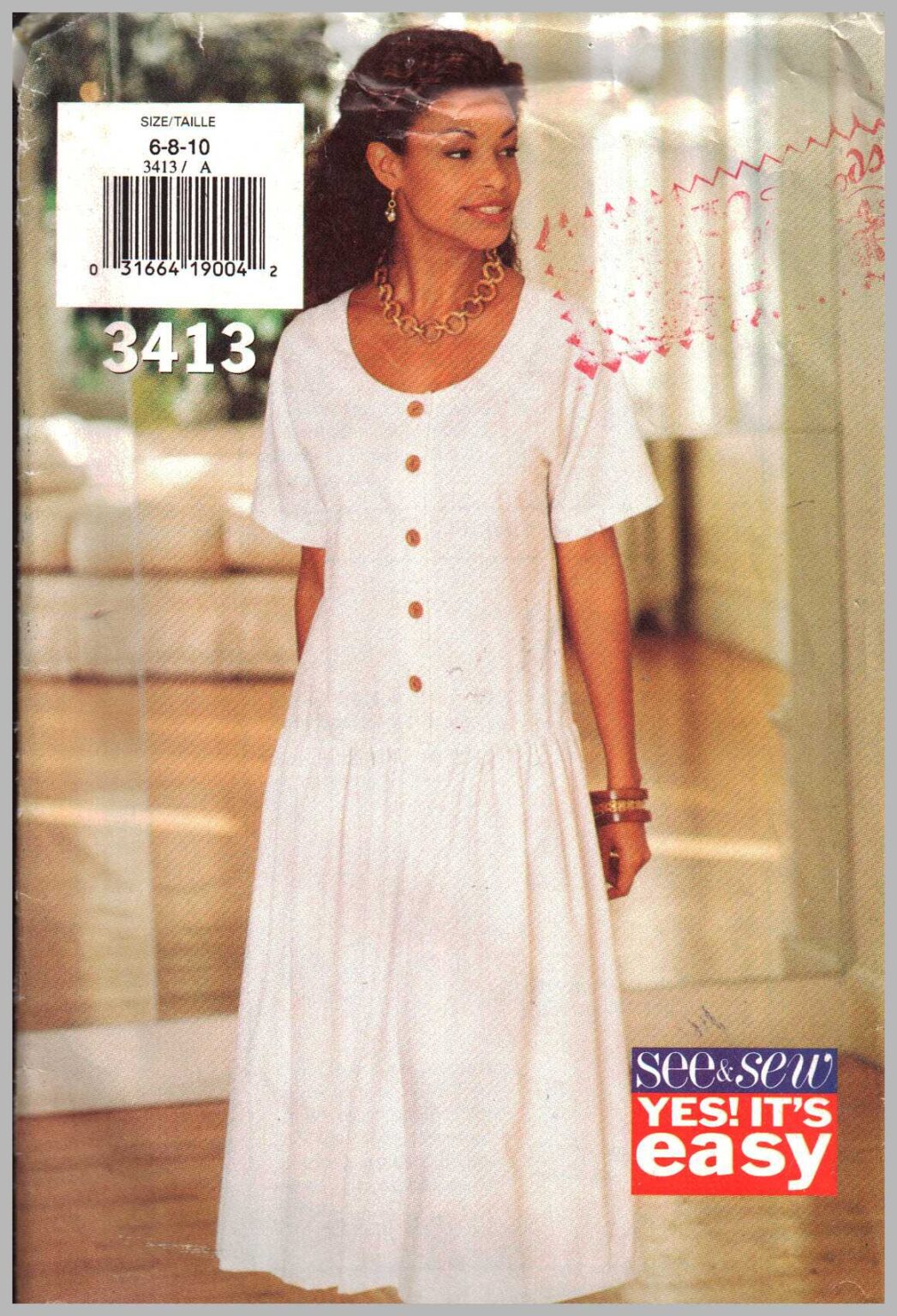 Butterick 3413 Dresses Size: 6-8-10 Used Sewing Pattern