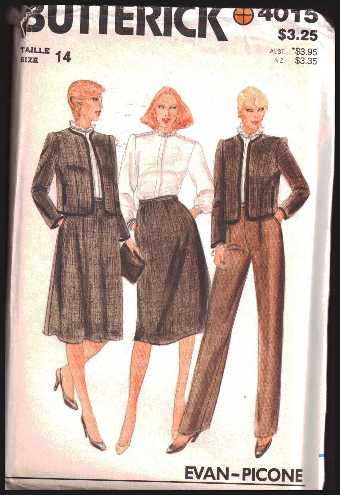 Butterick 4015 Suit - Jacket, Blouse, Skirts, Pants Size: 14 Uncut ...
