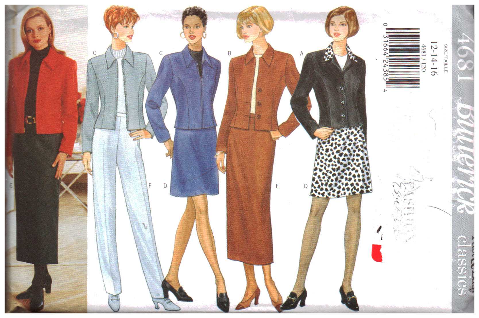 Butterick 4189 Suit - Tops, Skirts, Pants by Donna Ricco Size: 18-20-22 or  12-14-16 Uncut Sewing Pattern