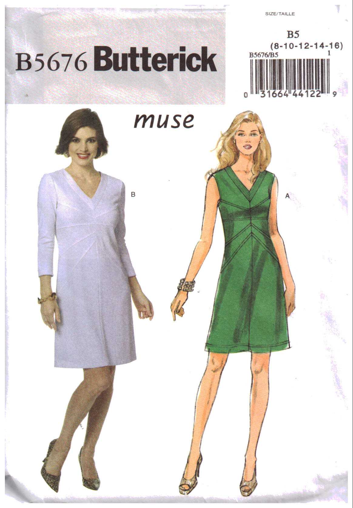 Butterick B5676 Dresses Size: B5 8-10-12-14-16 Uncut Sewing Pattern