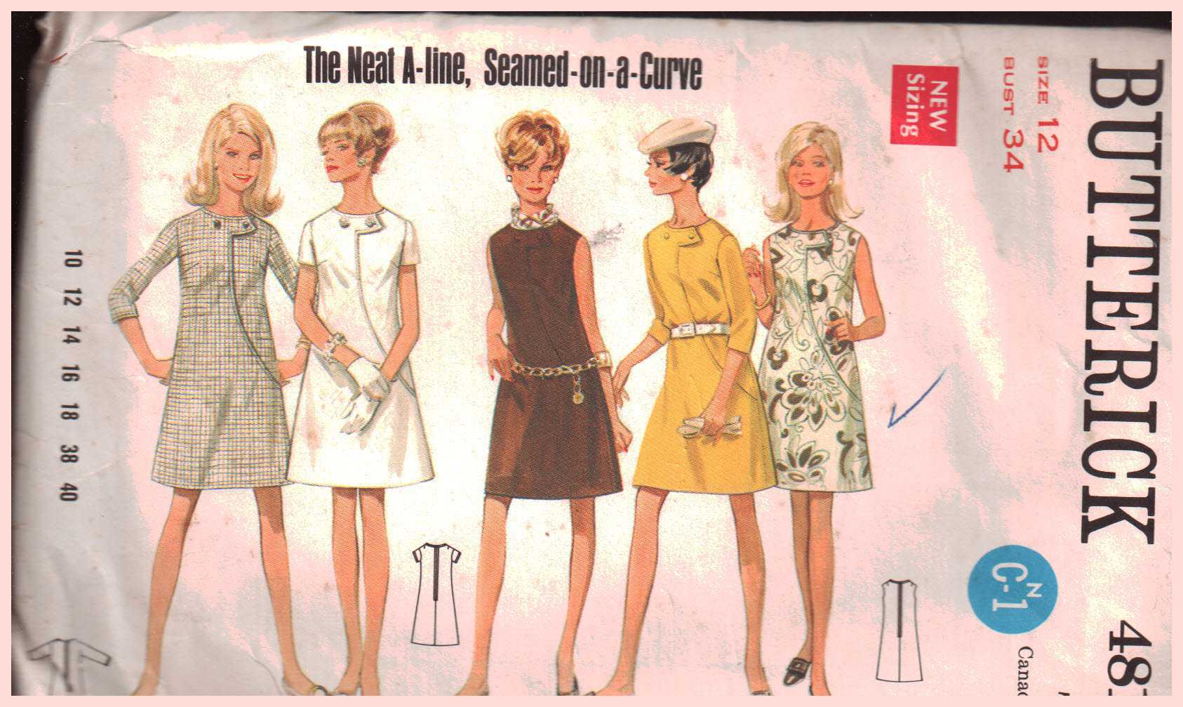 Butterick 4818 Dresses Size: 14 Bust 36 or 10 Bust 32.5 Used Sewing Pattern