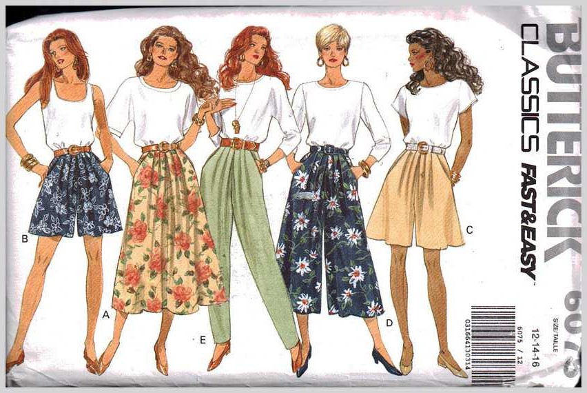 Butterick 6075 Skirts, Split Skirts, Pants Size: 12-14-16 Uncut Sewing ...