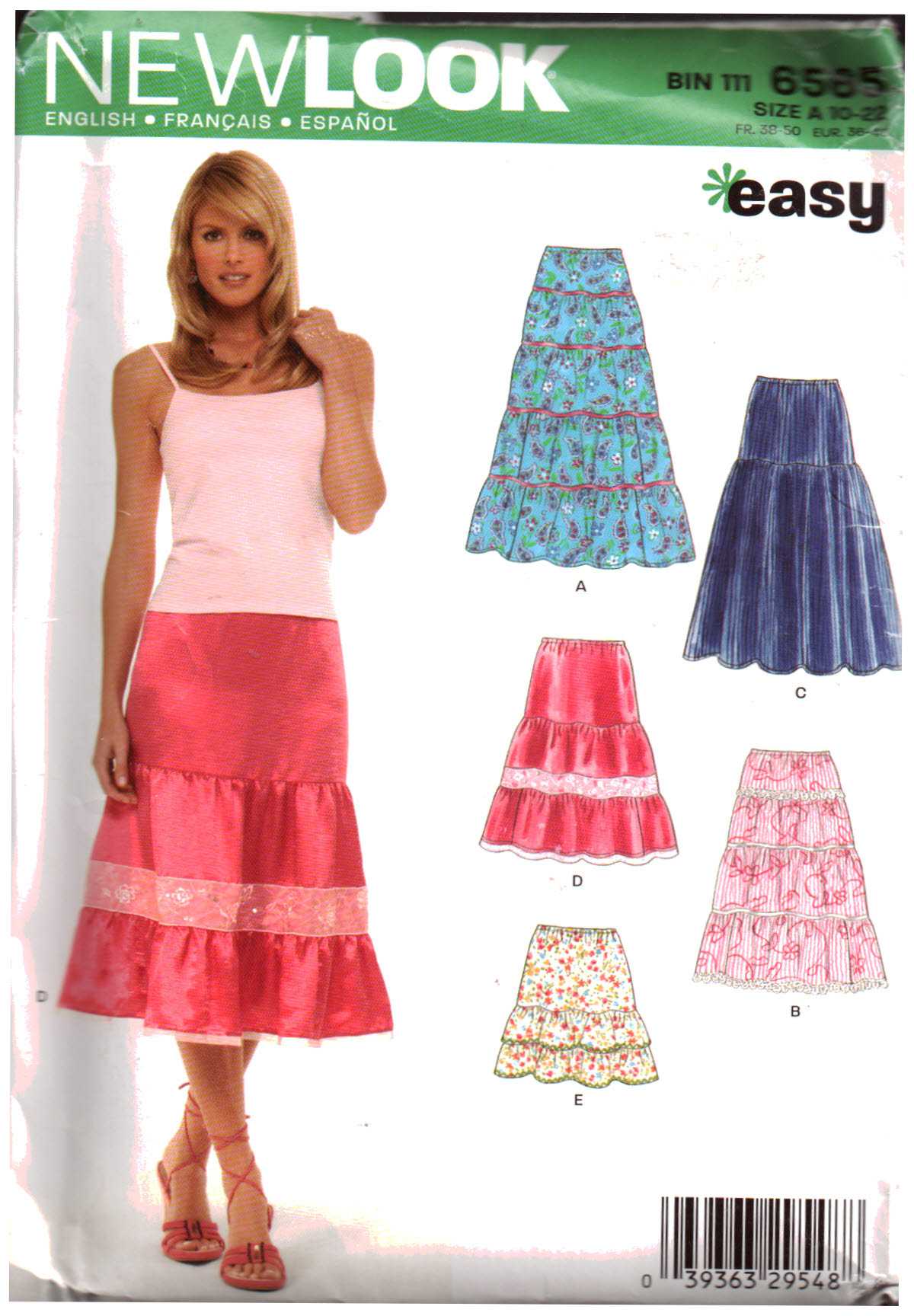 New Look 6565 Skirts Size: A 10-22 Uncut Sewing Pattern