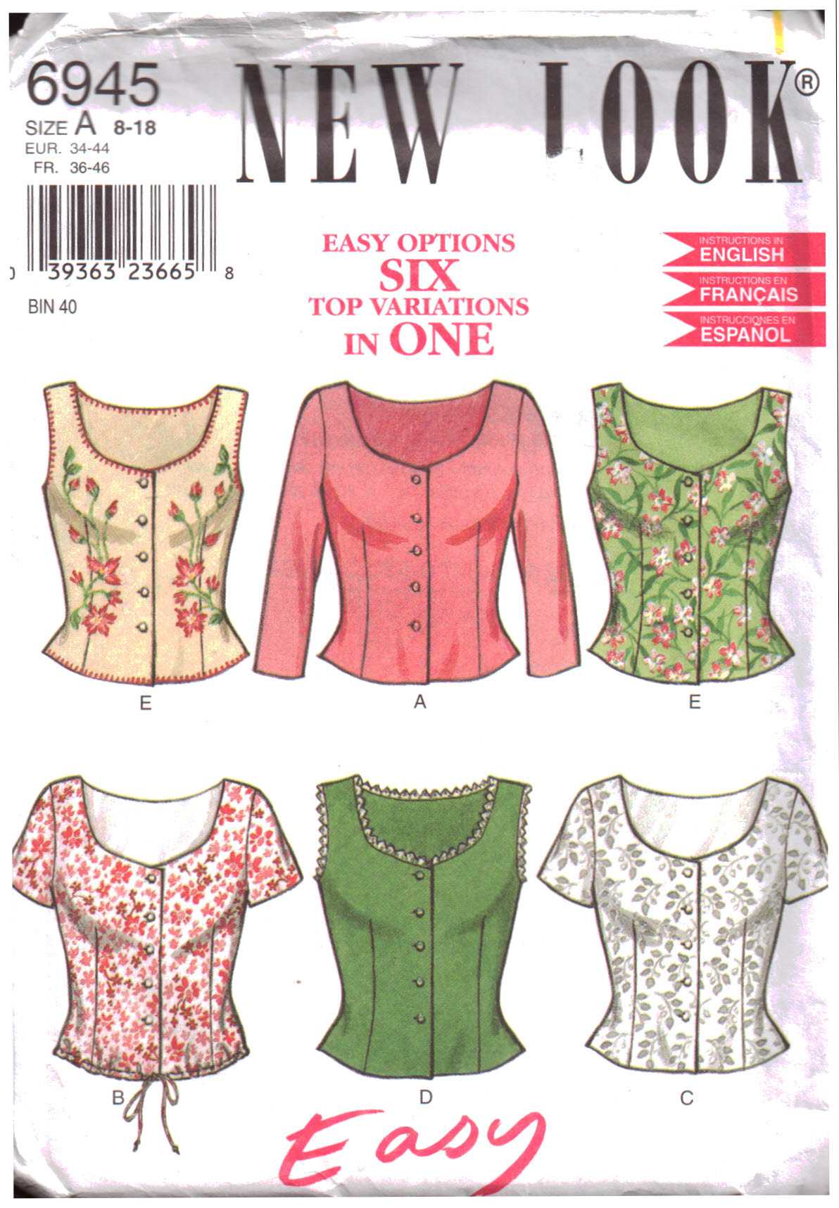 Style 2755 Women's Sewing Pattern Blouses 6-18 UNCUT