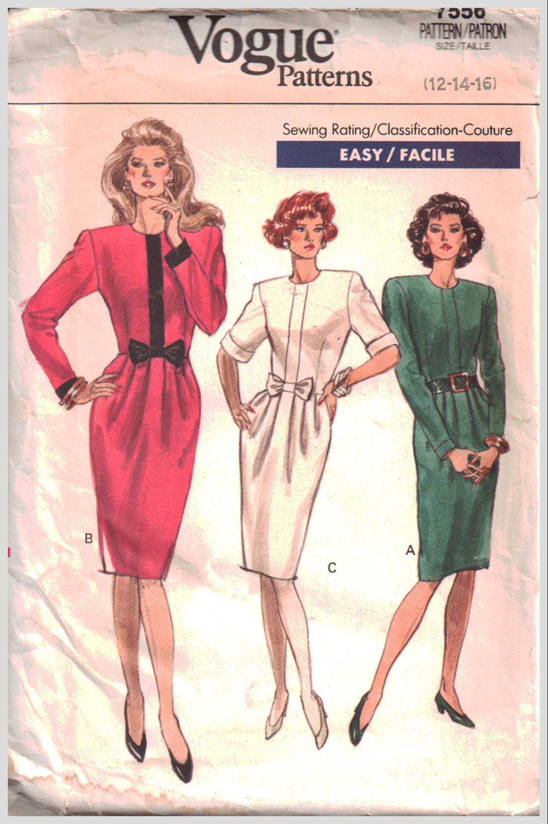 Vogue 7556 Misses' / Misses' Petite Dress Size: 12-14-16 Uncut Sewing ...