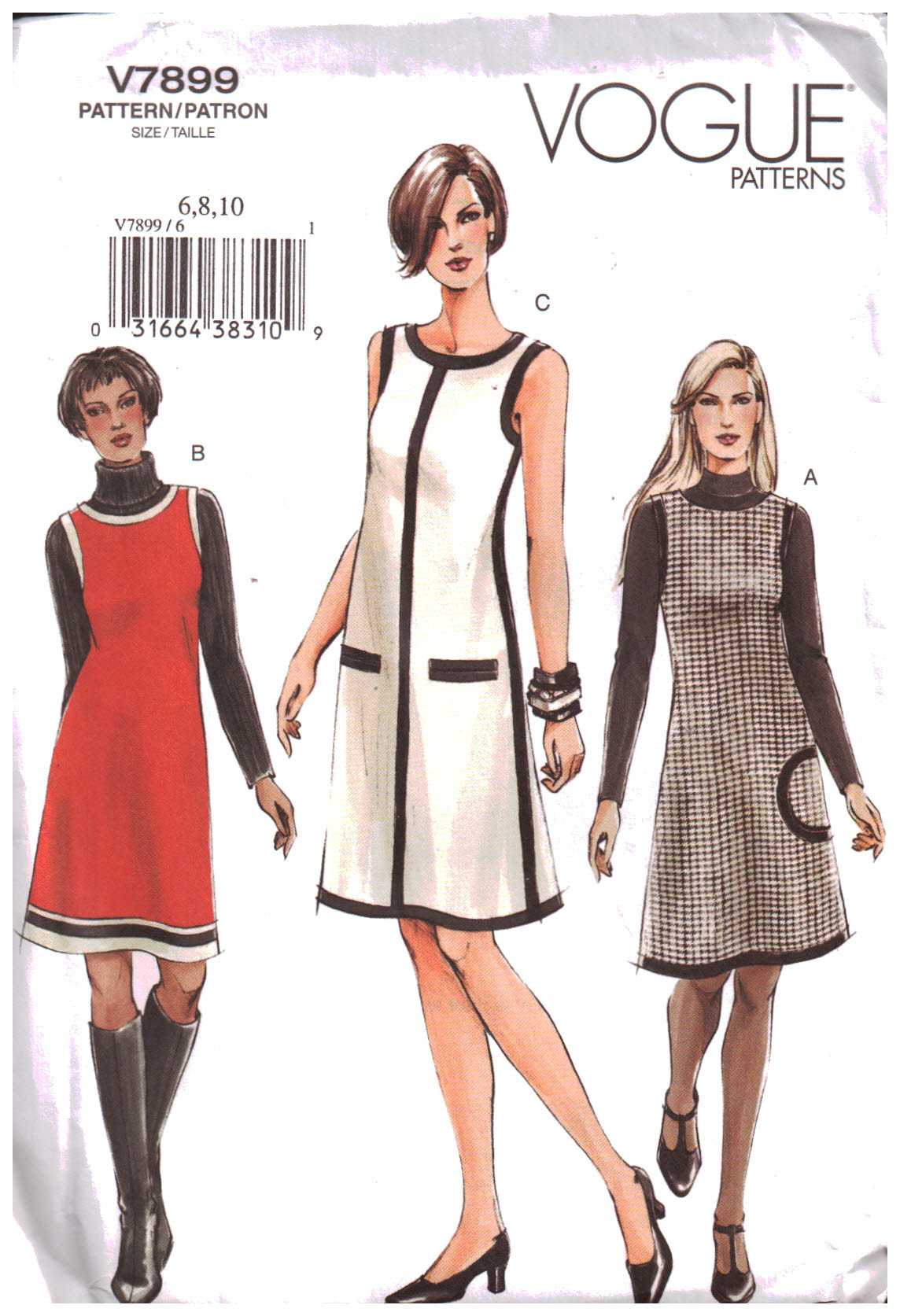 Vogue V7899 Misses'/Misses' Petite Dress, Jumper Size: 6-8-10 Uncut ...