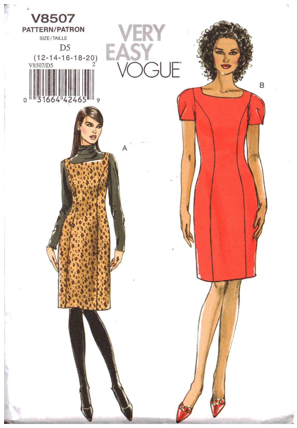 Vogue V8507 Misses' Dress Size: D5 12-14-16-18-20 Used Sewing Pattern