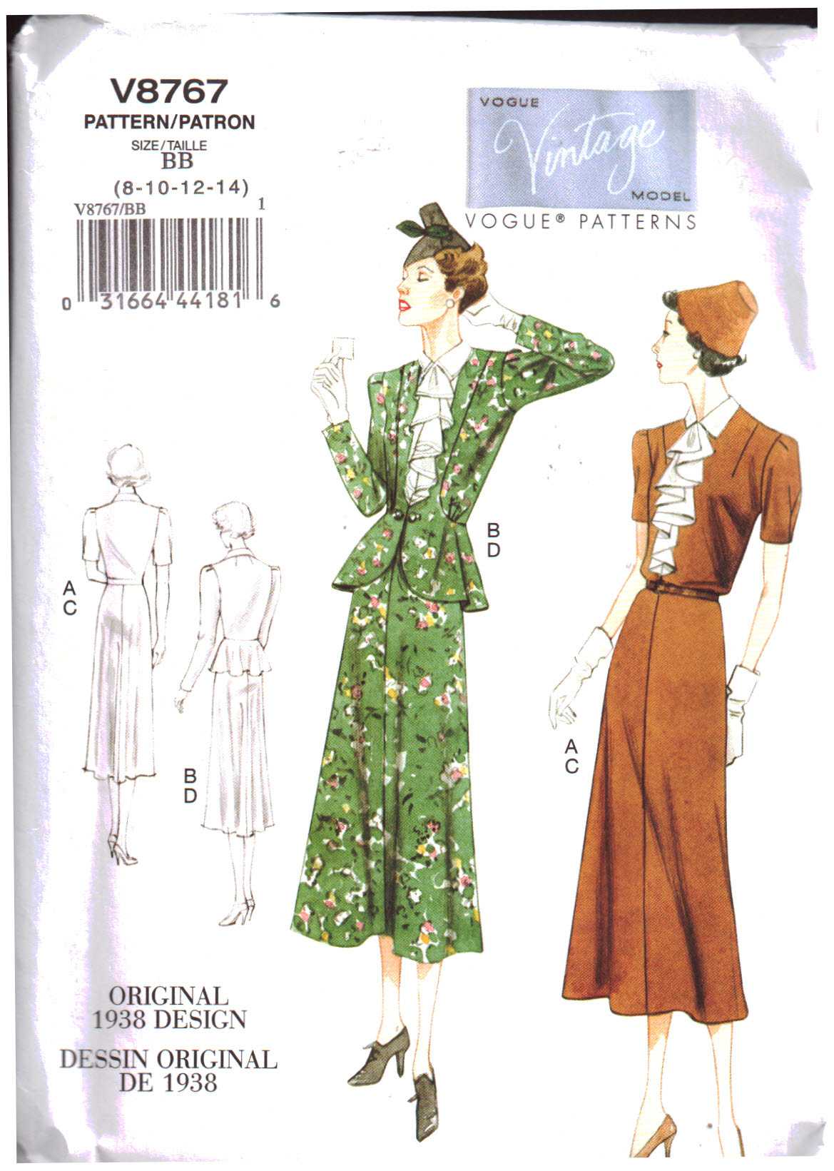 Details about   Vogue 1916 Tamotsu Wardrobe Jacket Dress Top Skirt Sewing Pattern 8-12 Uncut 