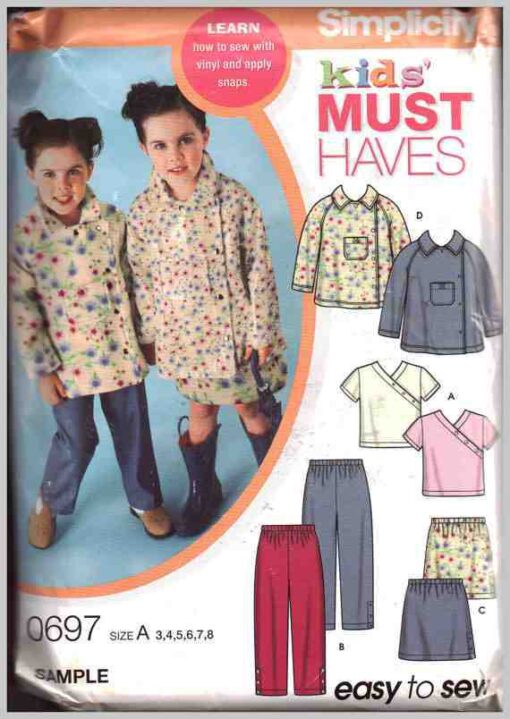 Simplicity 0697 Girl's Jacket, Skirt, Pants, Knit Top Size: A 3-4-5-6-7 ...