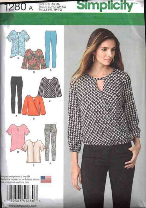 Simplicity 1280 Leggings, Tunic in two lengths, Top Size: XS-XL Uncut ...