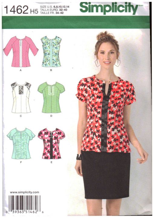 Simplicity 1462 Top with sleeve and trim variations Size: H5 6-8-10-12 ...