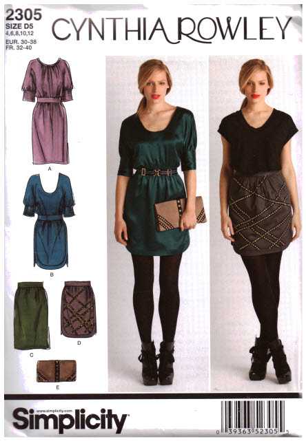 Simplicity 2305 Dress, Skirts, each in two lengths, Purse Size: P5 12 ...