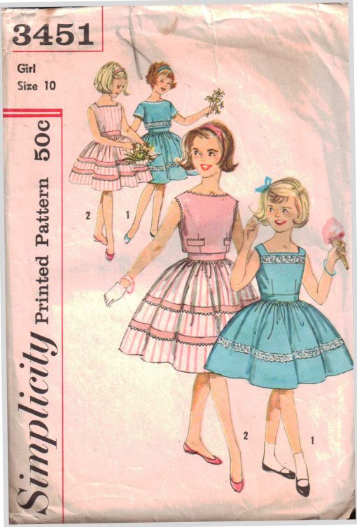 Simplicity 3451 Girl's Dress, Jacket - estimated vintage 1950's Size ...