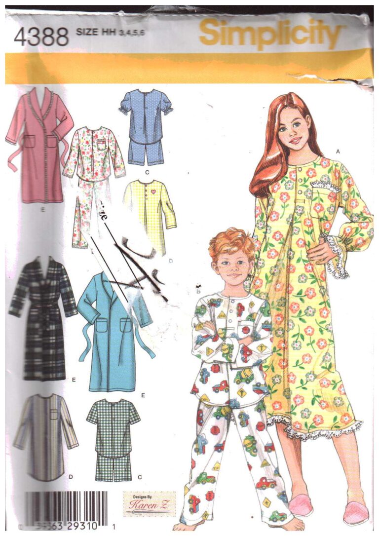 Simplicity 4388 Child's, Girl's, Boy's nightshirt in two lengths, long