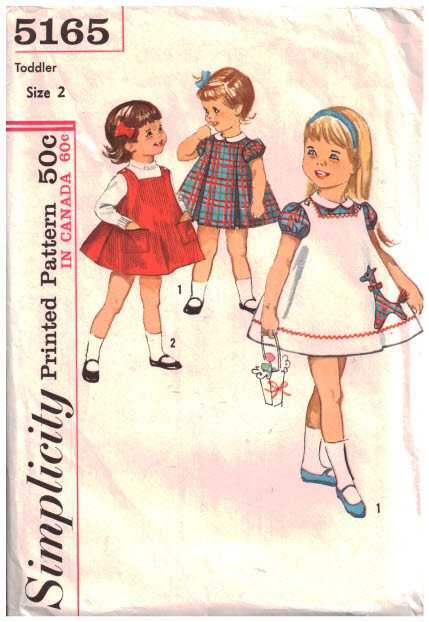 Simplicity 5165 Toddlers' Dress, Jumper Size: 2 Used Sewing Pattern