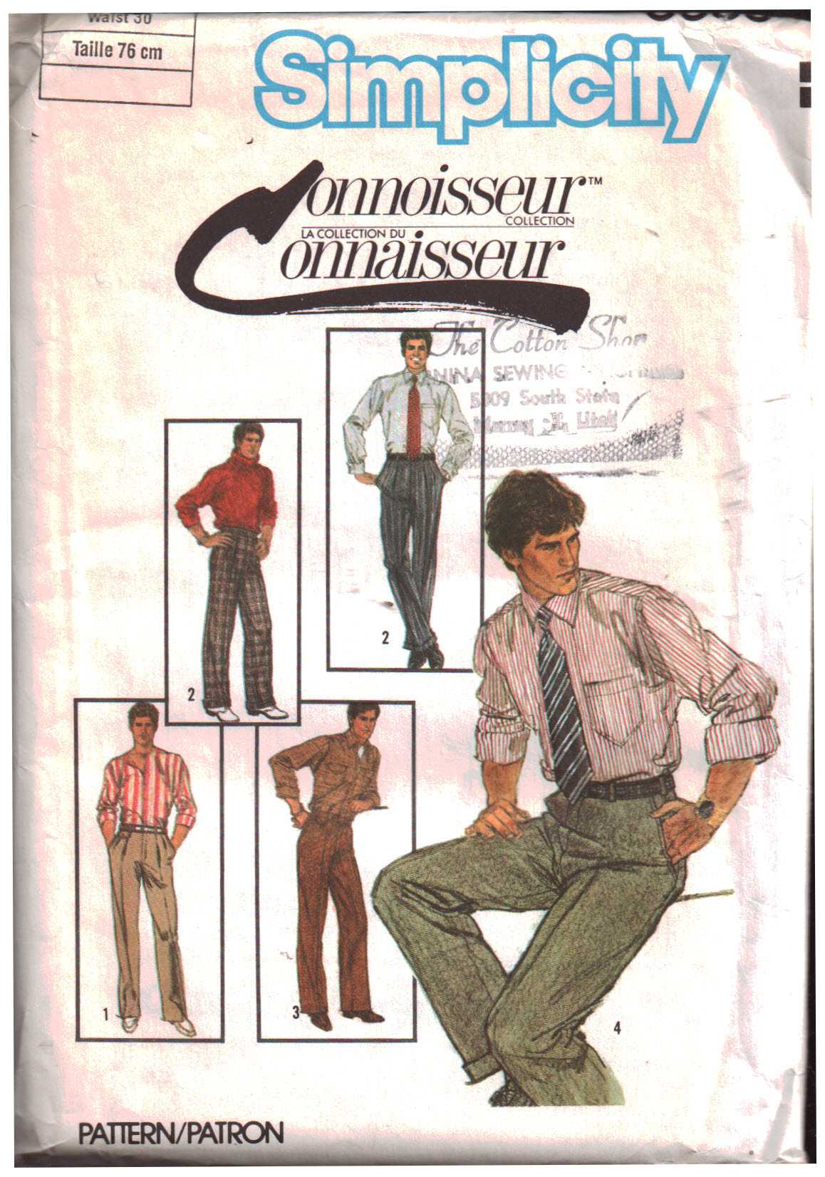 Simplicity 6668 Men's Pants with or without pleats, cuffs Size: Waist ...