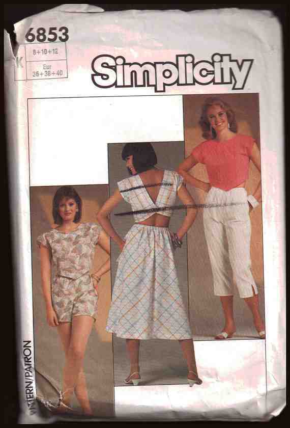Simplicity 6853 Pants, Shorts, Bias Skirt Size: 8-10-12 Used Sewing Pattern