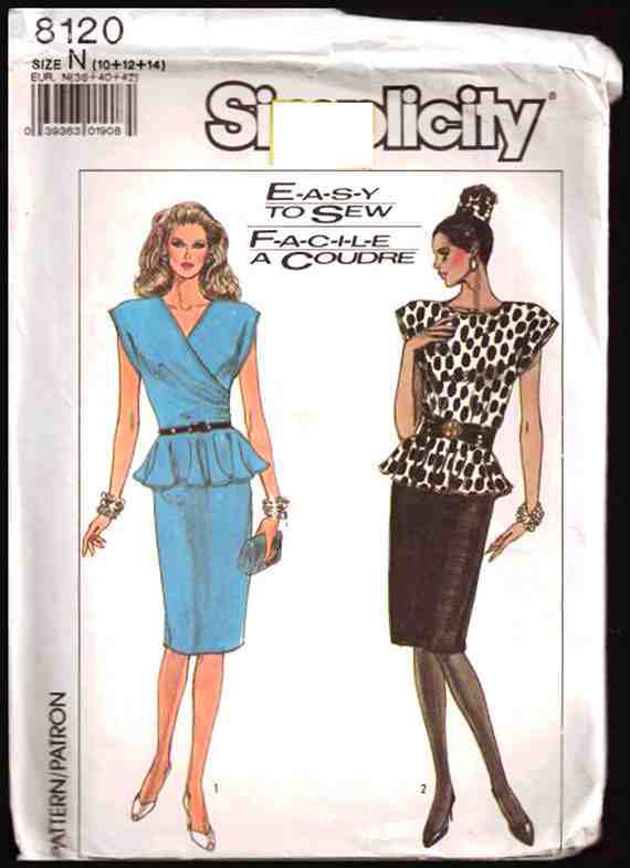 Simplicity 8120 Dress Size: N 10-12-14 Used Sewing Pattern