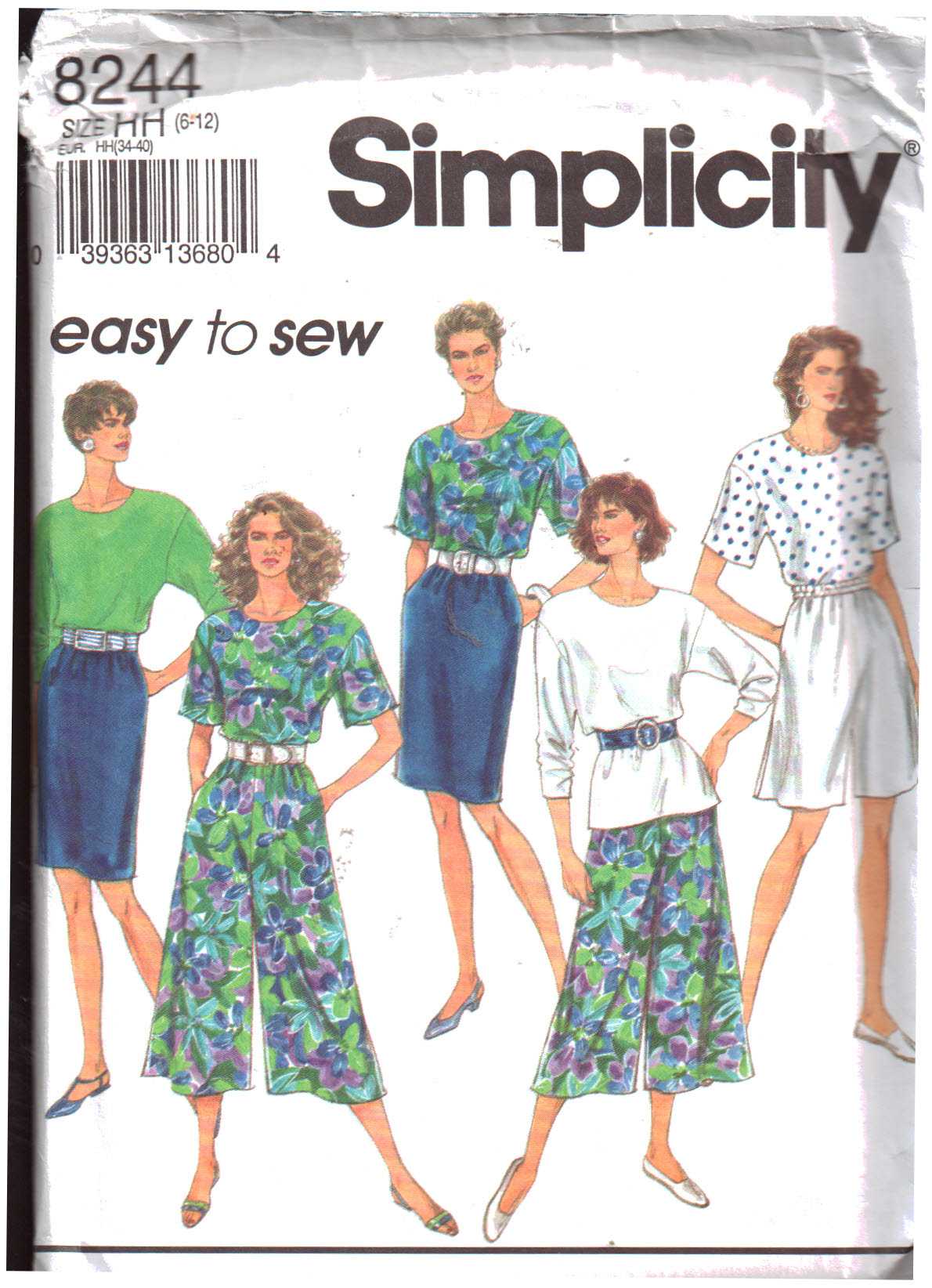 Simplicity 8244 Split Skirt in two lengths, Skirt, Top Size: NN 10-16 ...