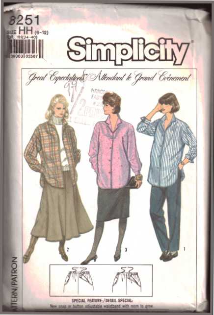 Simplicity 8251 Maternity Skirts in two lengths, Pants, Loose-fitting ...