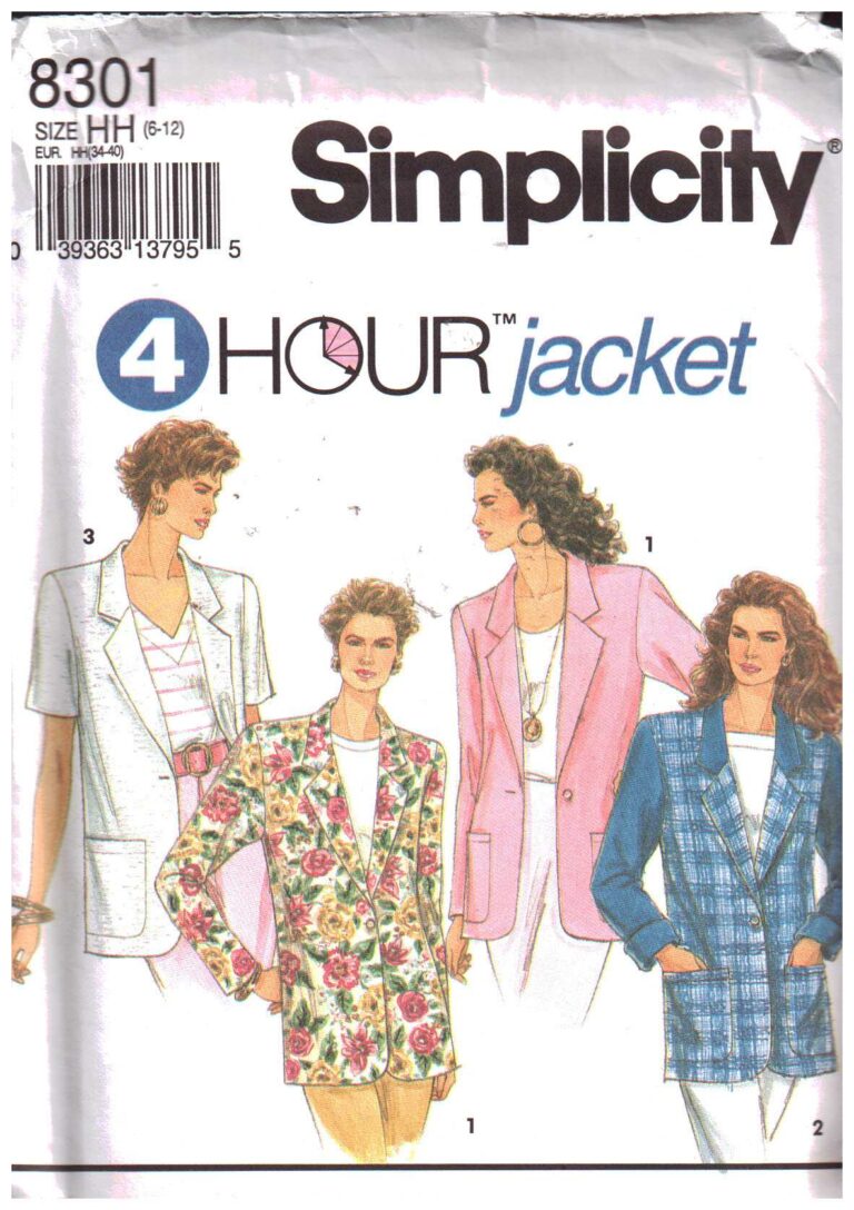 Simplicity 8301 Jacket with optional lining Size: HH 6-12 or NN 10-16 ...