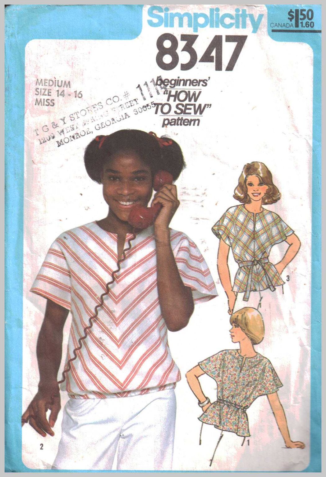 Simplicity 8347 Biasd Top Size: 14-16 Used Sewing Pattern