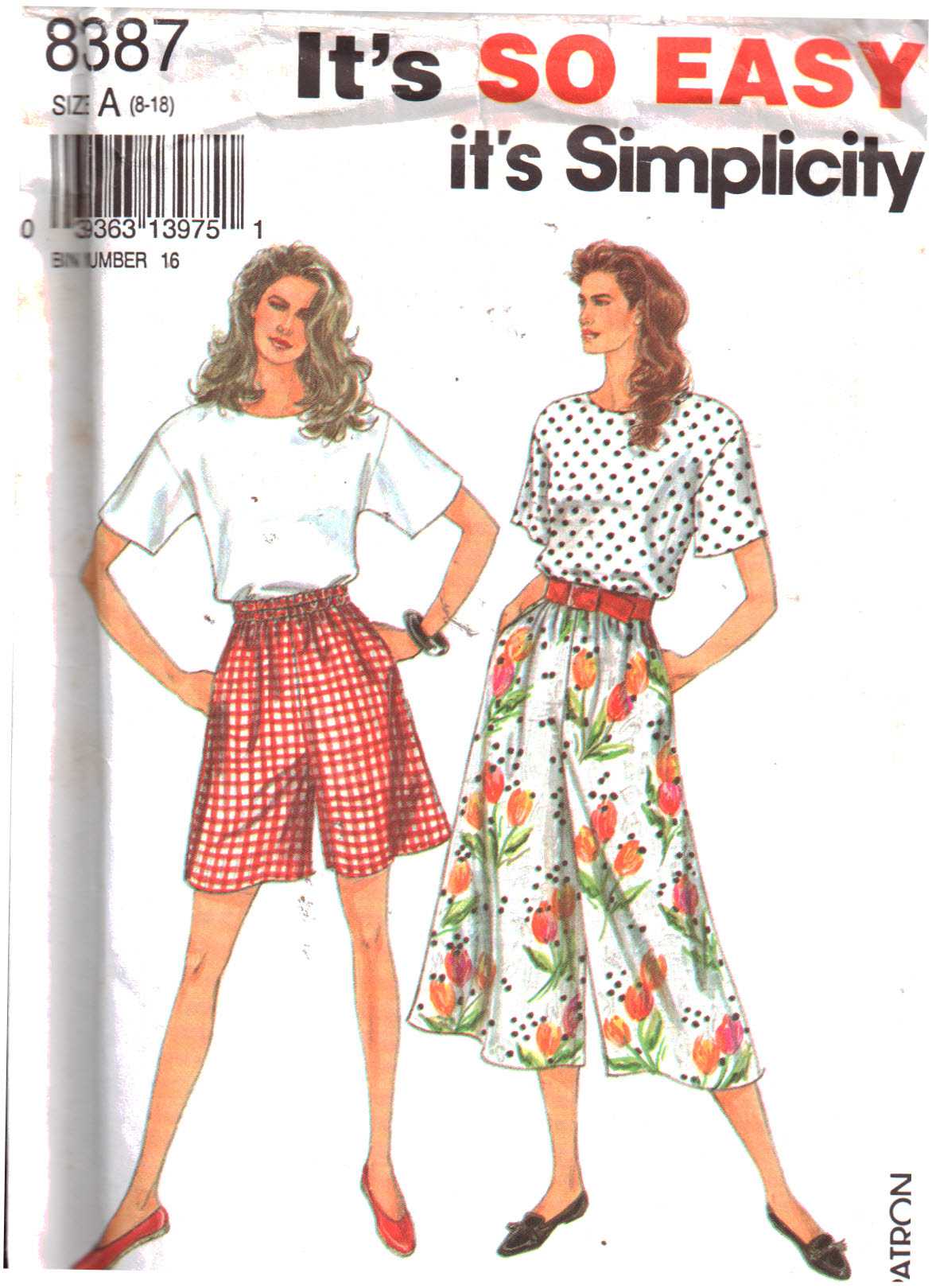 Simplicity 8387 Split Skirt in two lengths, Top Size: A 8-18 Uncut ...