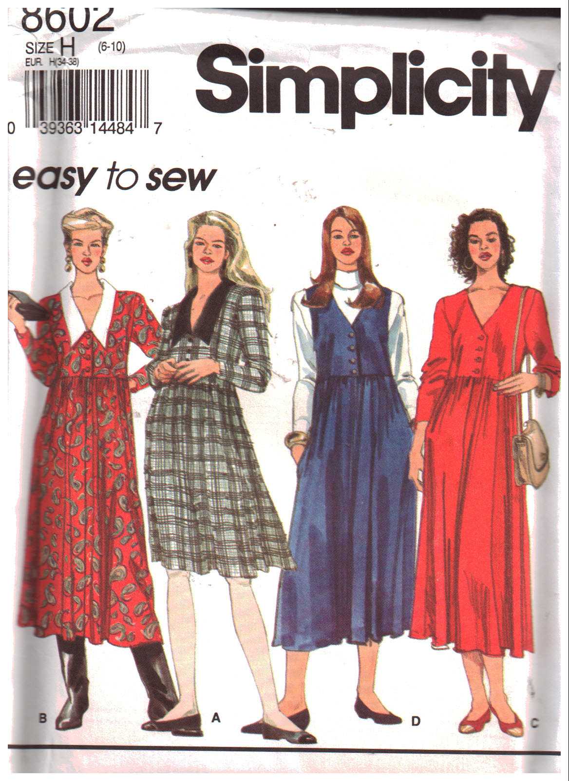 Simplicity 8602 Dress in two lengths, Jumper Size: H 6-10 Uncut Sewing ...