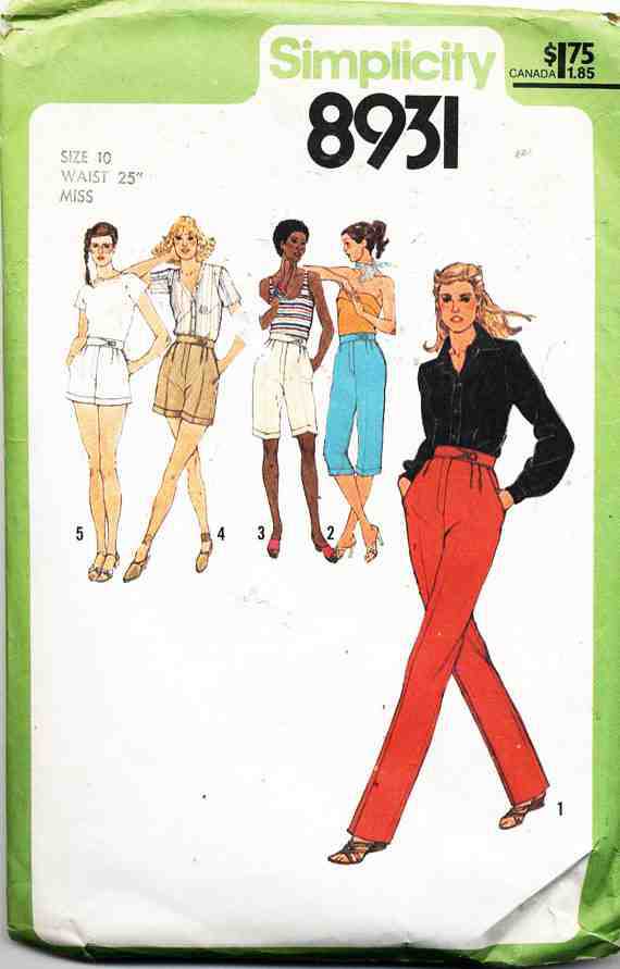 Simplicity 8931 Pants in five lengths Size: 10 Used Sewing Pattern