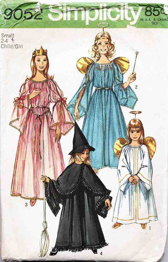 Simplicity 9310 Pattern UNCUT Girl's Halloween Costume Dress With Sheer  Overlay and Accessories Angel Fairy Witch Size 7 8 10 12 14 IL 