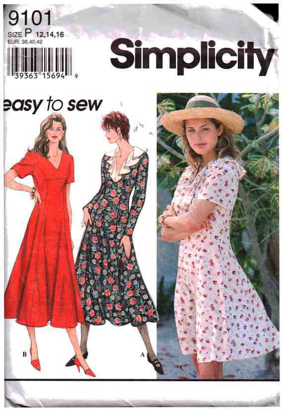 Simplicity 9101 Dress in two lengths Size: P 12-14-16 Uncut Sewing Pattern