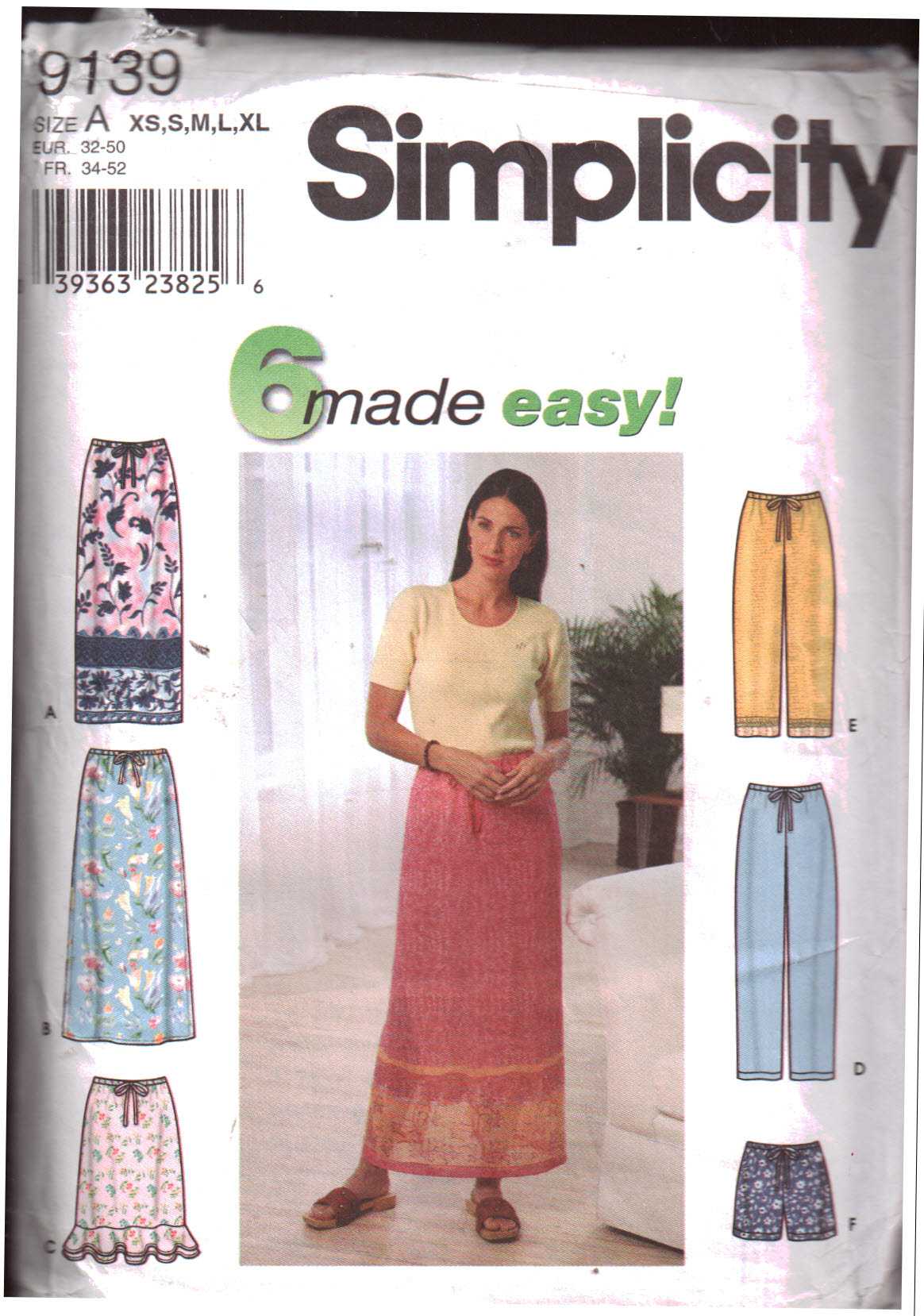 Simplicity #9139 OOP 6 made easy Skirts or Pants & Shorts Pattern Sz Xs-XL UC 
