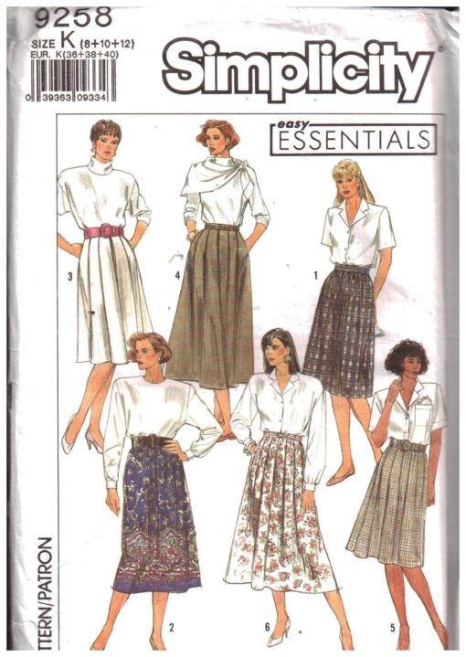 Simplicity 9258 Skirts in two lengths Size: K 8-10-12 or R 14-16-18 ...