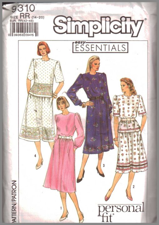 Simplicity 9310 Two-Piece Dress Size: RR 14-20 Uncut Sewing Pattern
