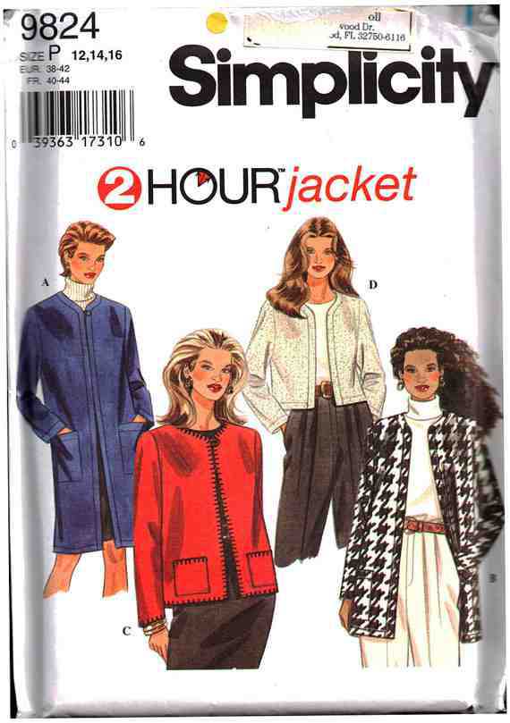 Simplicity Misses Jacket blazer pattern size 6-24 uncut D0898 four variations 