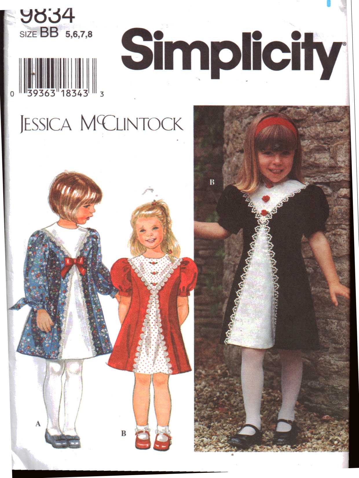 Simplicity 9834 Girl's Dress Size: BB 5-6-7-8 or AA 3-4-5-6 Uncut ...