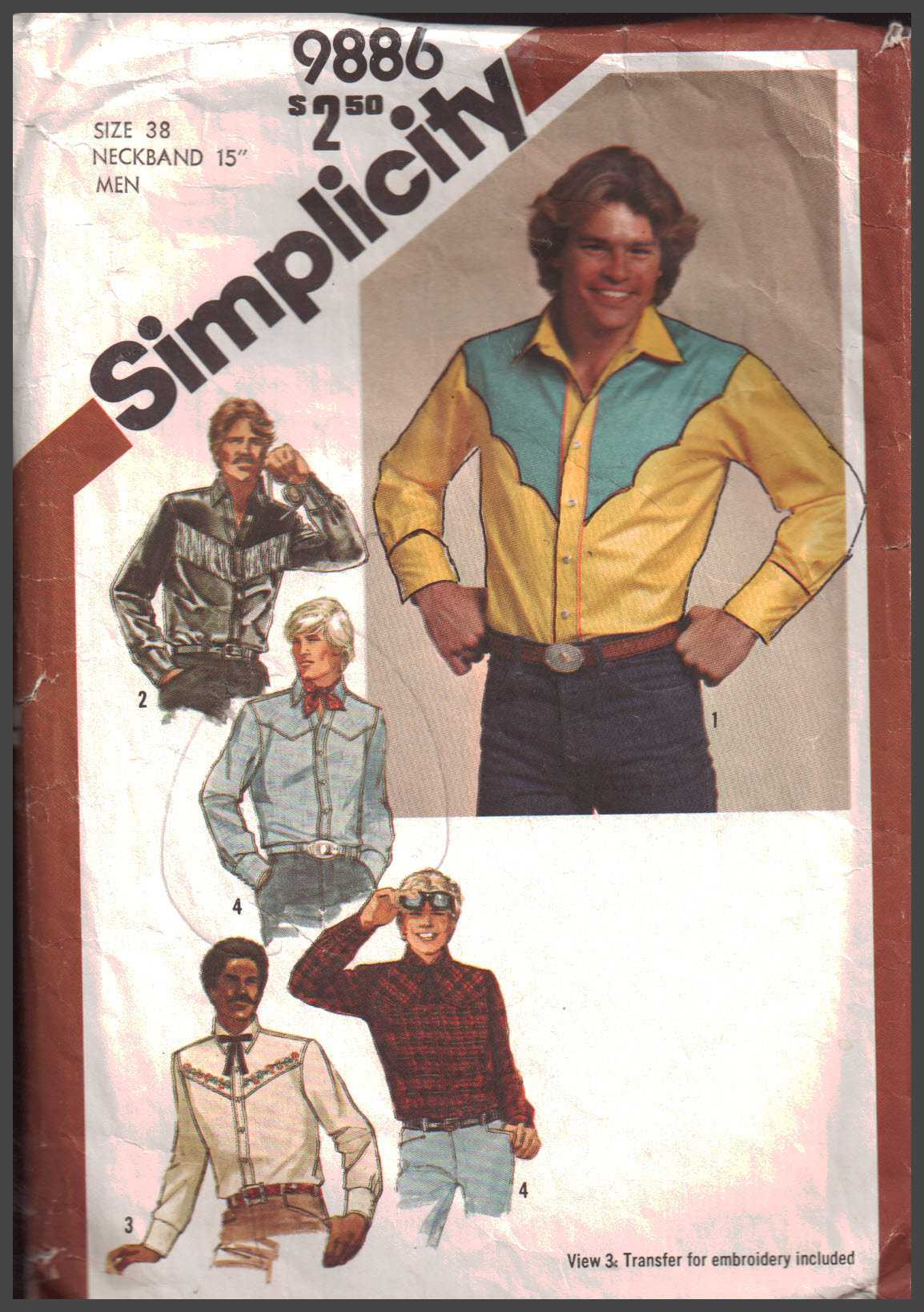 Simplicity 9886 Men's Shirt, Scarf, Tie Size: 38 Neck 15 Used Sewing ...