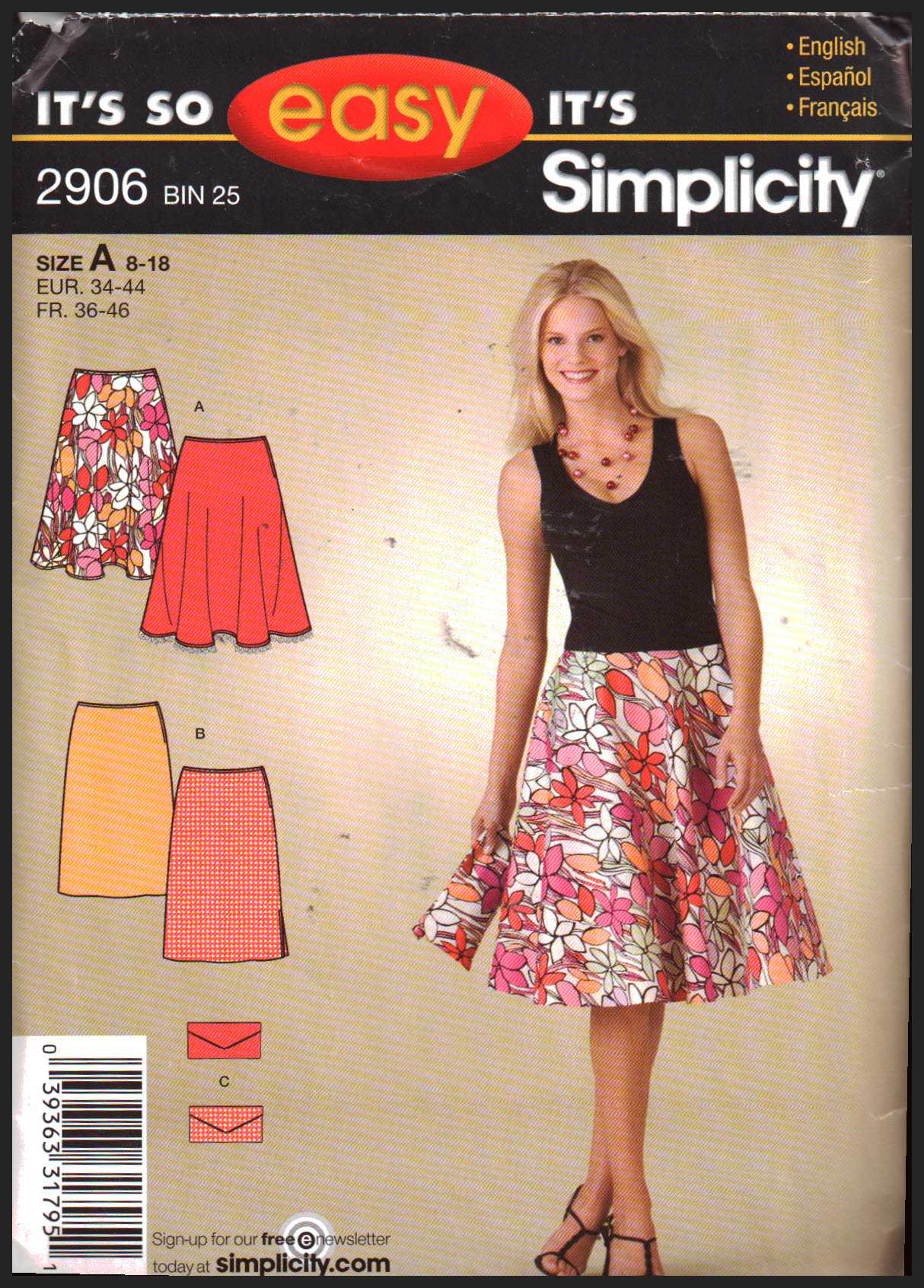 Simplicity 2906 Skirt and Purse Size: A 8-18 Uncut Sewing Pattern