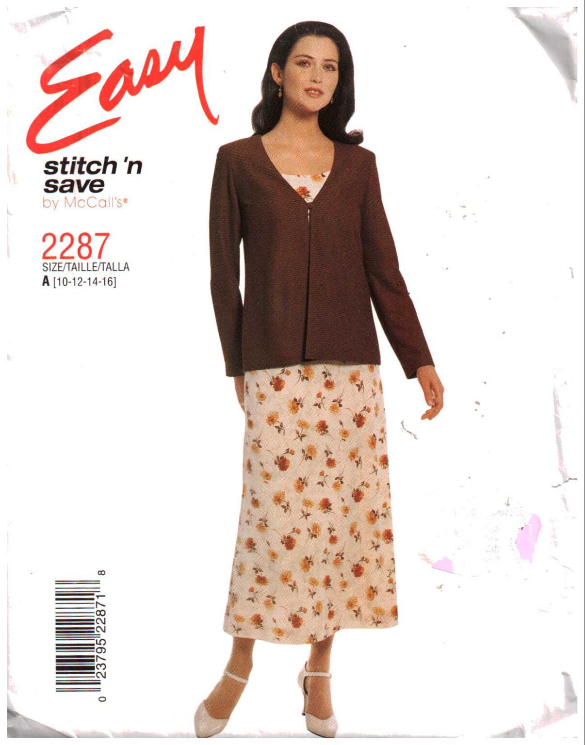 McCall's 2287 Dress, Jacket Size: A 10-12-14-16 Uncut Sewing Pattern