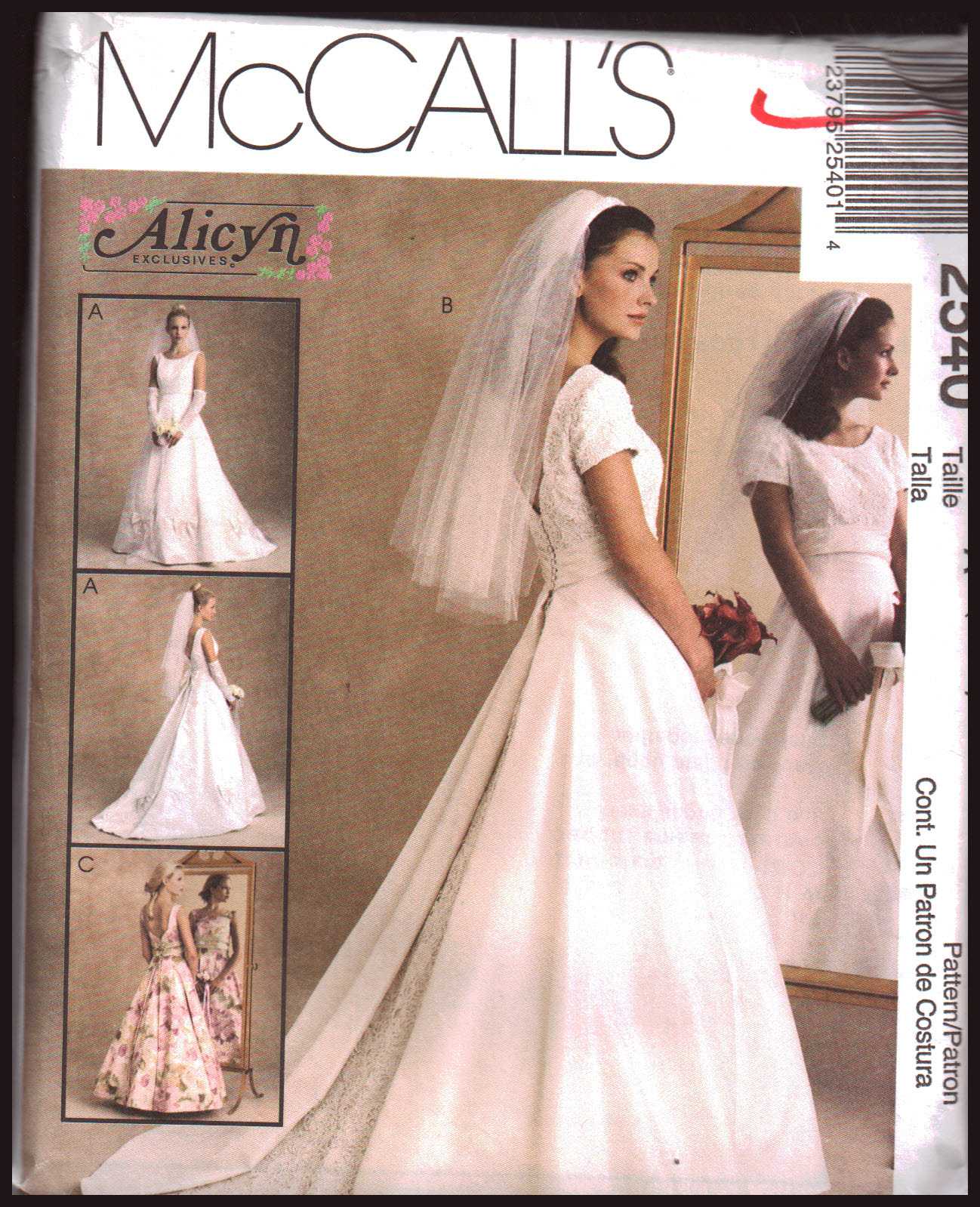 Mccall S 2540 Wedding Dress Bridesmaid Dress Size A 6 8 10 Or F 16 18 20 Uncut Sewing Pattern