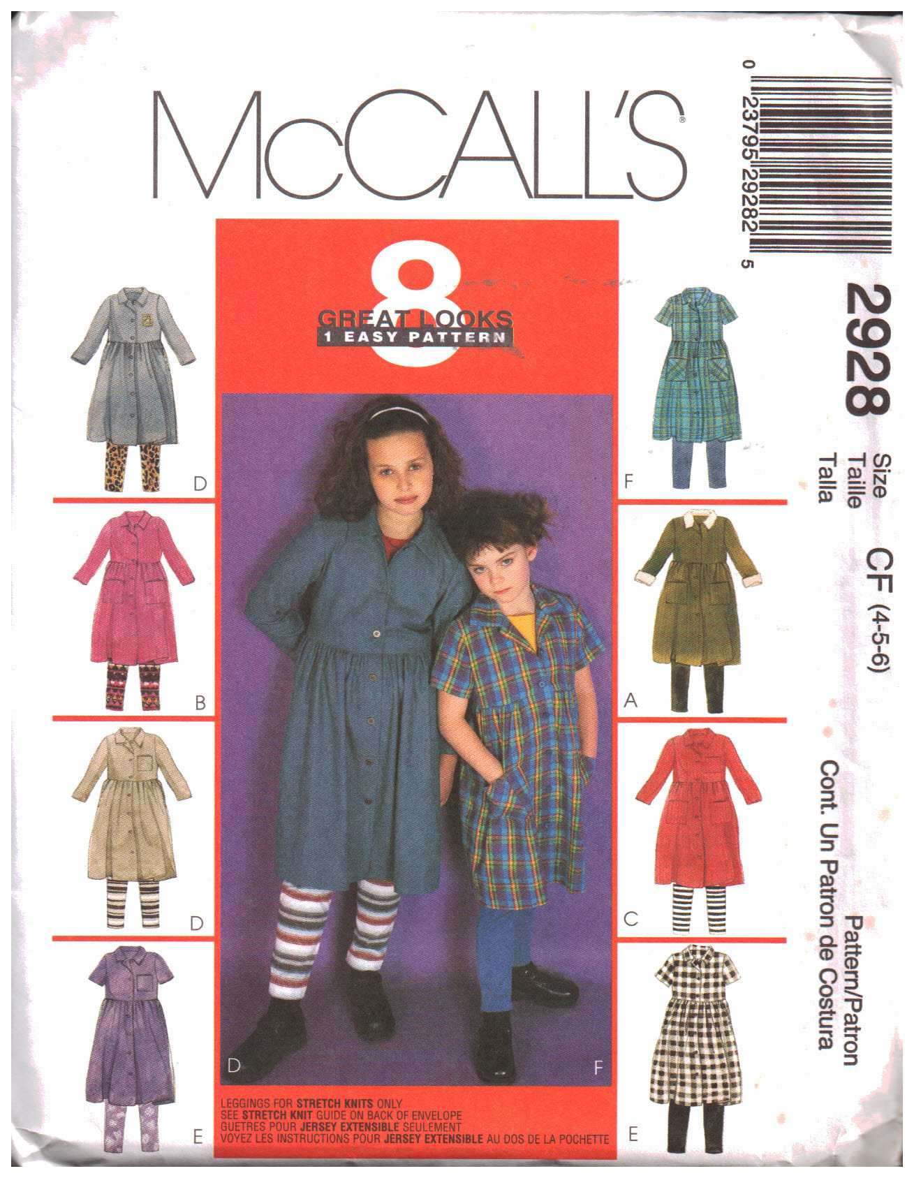 McCall's 6388 Children's/Girls' Tops, Dresses and Leggings