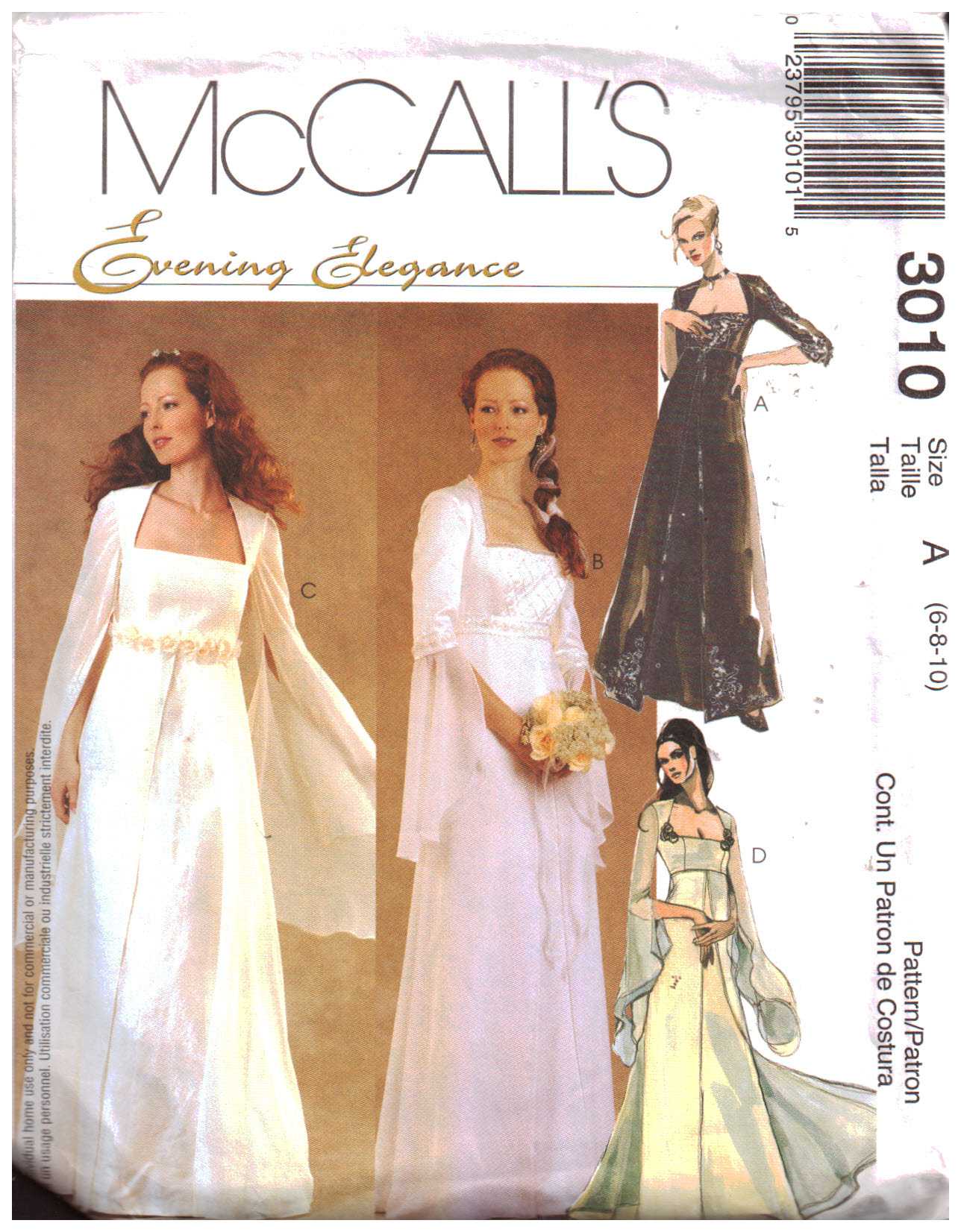Vogue Pattern 2788 Wedding Gown Bridesmaid Train Empire Waist Button Back  Size 6 8 10 | Sewing Pattern Heaven