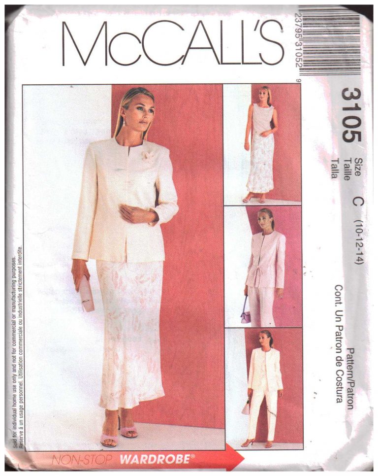 McCall's 3105 Jacket, Top, Pants, Bias Skirt, Tie Belt Size: C 10-12-14 ...