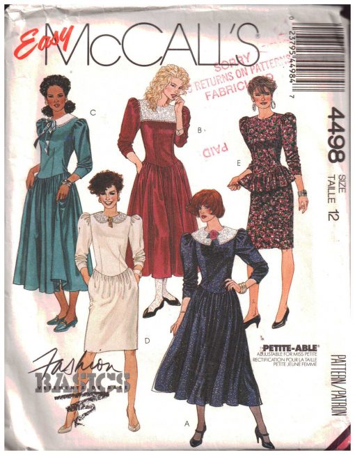McCall's 4498 Dress Size: 12 Uncut Sewing Pattern