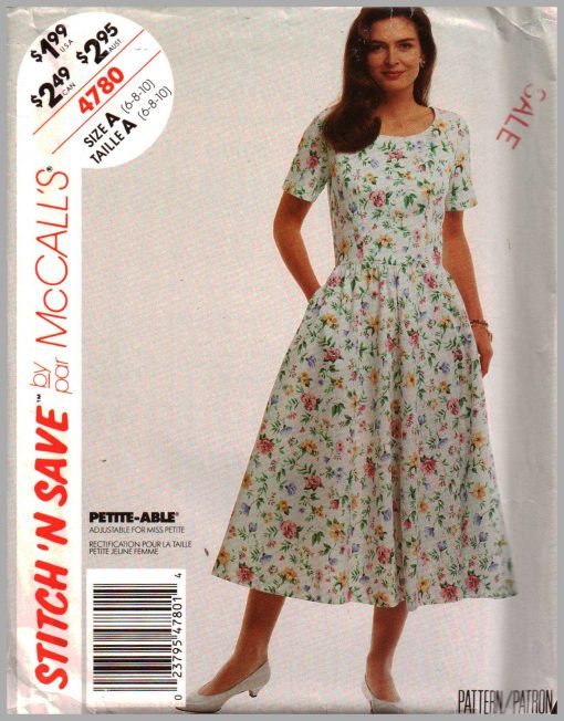 McCall's 4780 Dress Size: : A 6-8-10 Used Sewing Pattern