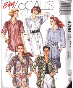 McCall's 4796 Dress, Shirt, Tie Belt Size: 18-20 Used Sewing Pattern