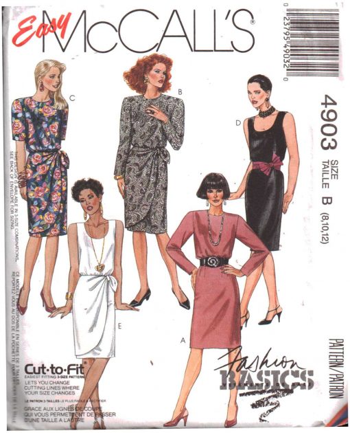 McCall's 4903 Dress Size: B 8-10-12 Uncut Sewing Pattern